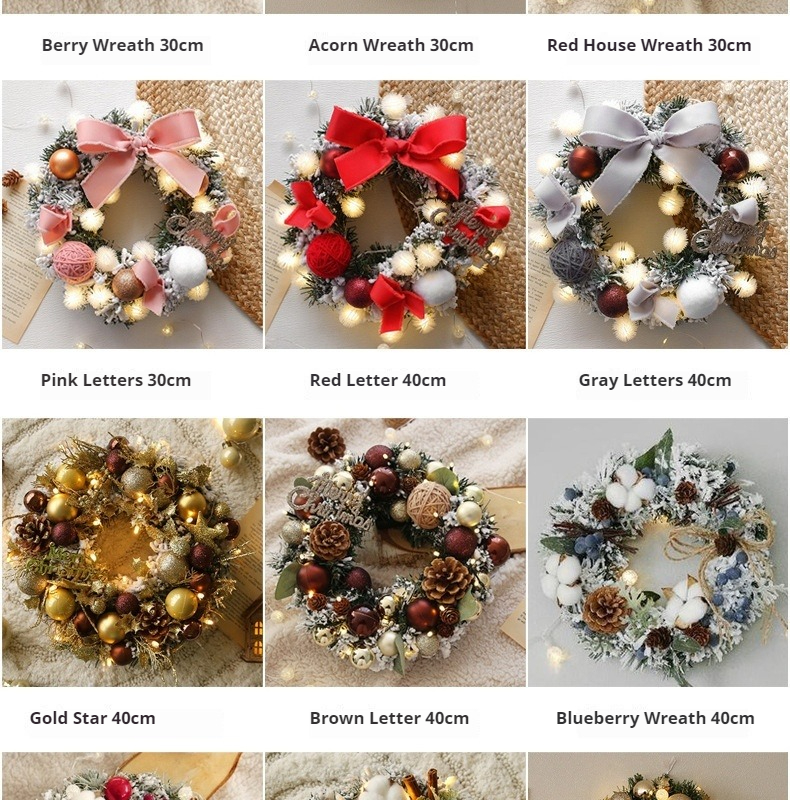Tegooe Deluxe Faux Pine Christmas Wreath Collection - Door Wall Decor