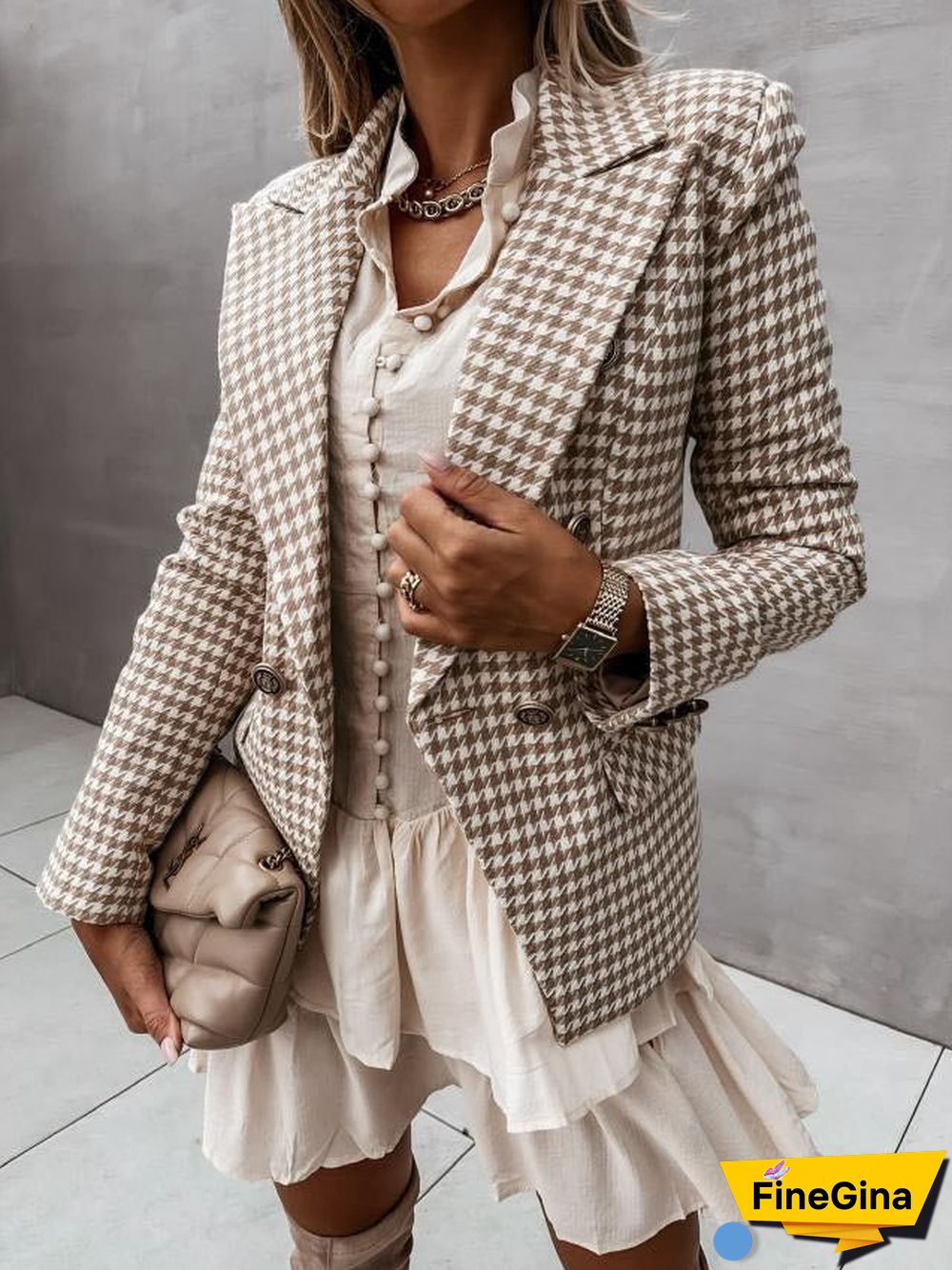 Blazer Lapel Collar Button Coat