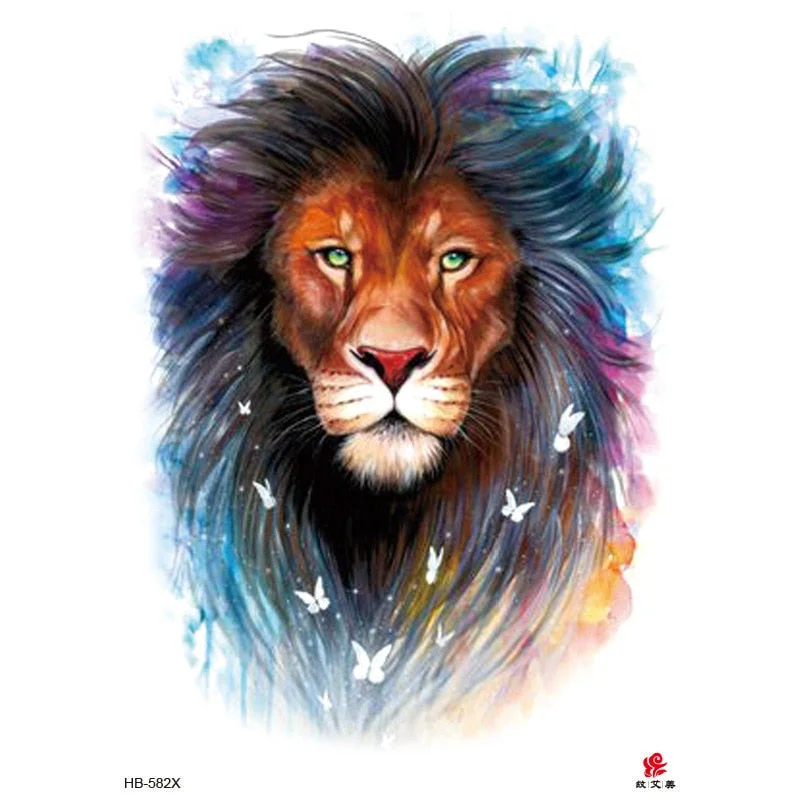 Lion Tiger Cool Temporary Tattoo Sticker Fashion Wolf Waterproof Animal Body Art Arm Tatto Fake Removable Tatoo for Men Women