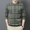 Men's Round Neck Casual Fashion Striped Wool Sweater