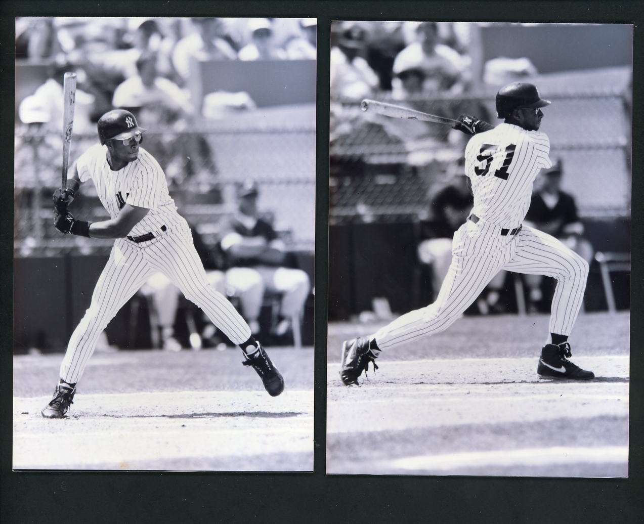 Bernie Williams LOT of TWO Press Original B&W Photo Poster paintings batting New York Yankees