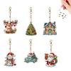 (US Local)6PCS  Christmas DIY Diamond Painting Keychain Diamond Art Kits Keyrings