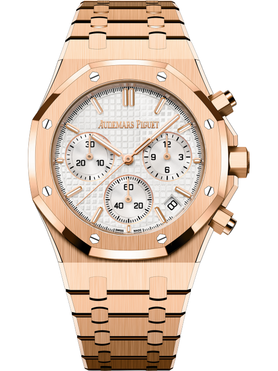 ROYAL OAK Pink Gold Silver-Toned Dial CHRONOGRAPH 41mm