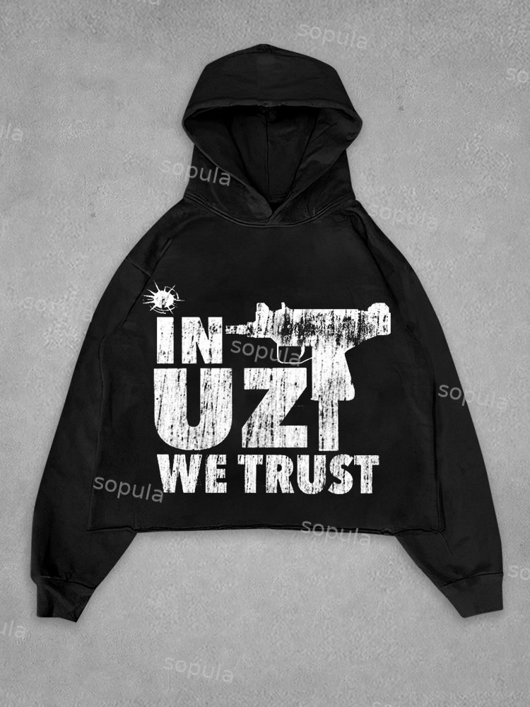 In Uzi We Trust Cropped Hoodies - Sopula｜Premium Graphic Tees & Graphic Clothing