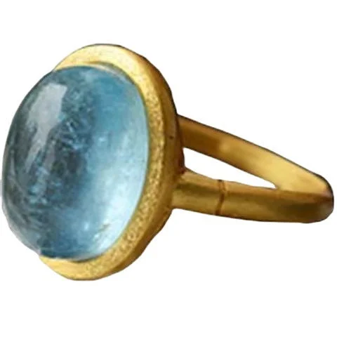 Aquamarine Crystal Stone Courage Lucky Wealth Lucky Adjustable Ring