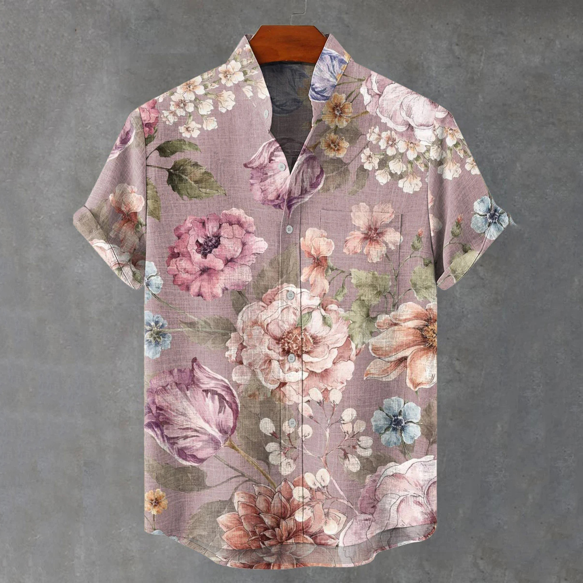 Men's Vintage Floral Print Casual Shirt  artssus