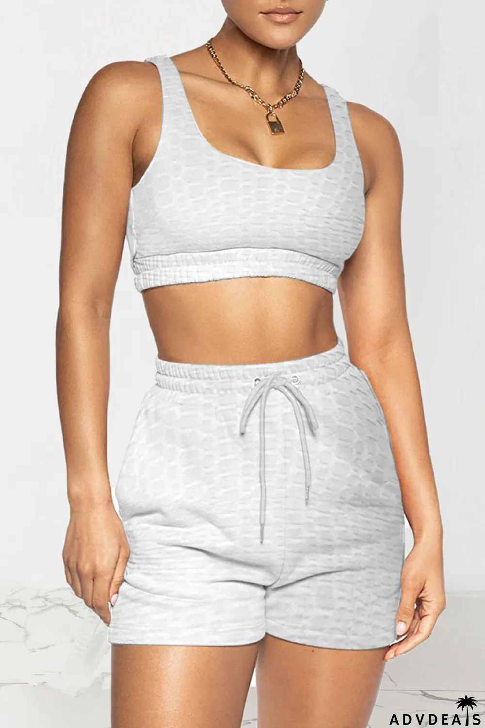 Royal Blue Celebrities Solid Split Joint U Neck Sleeveless Two Pieces