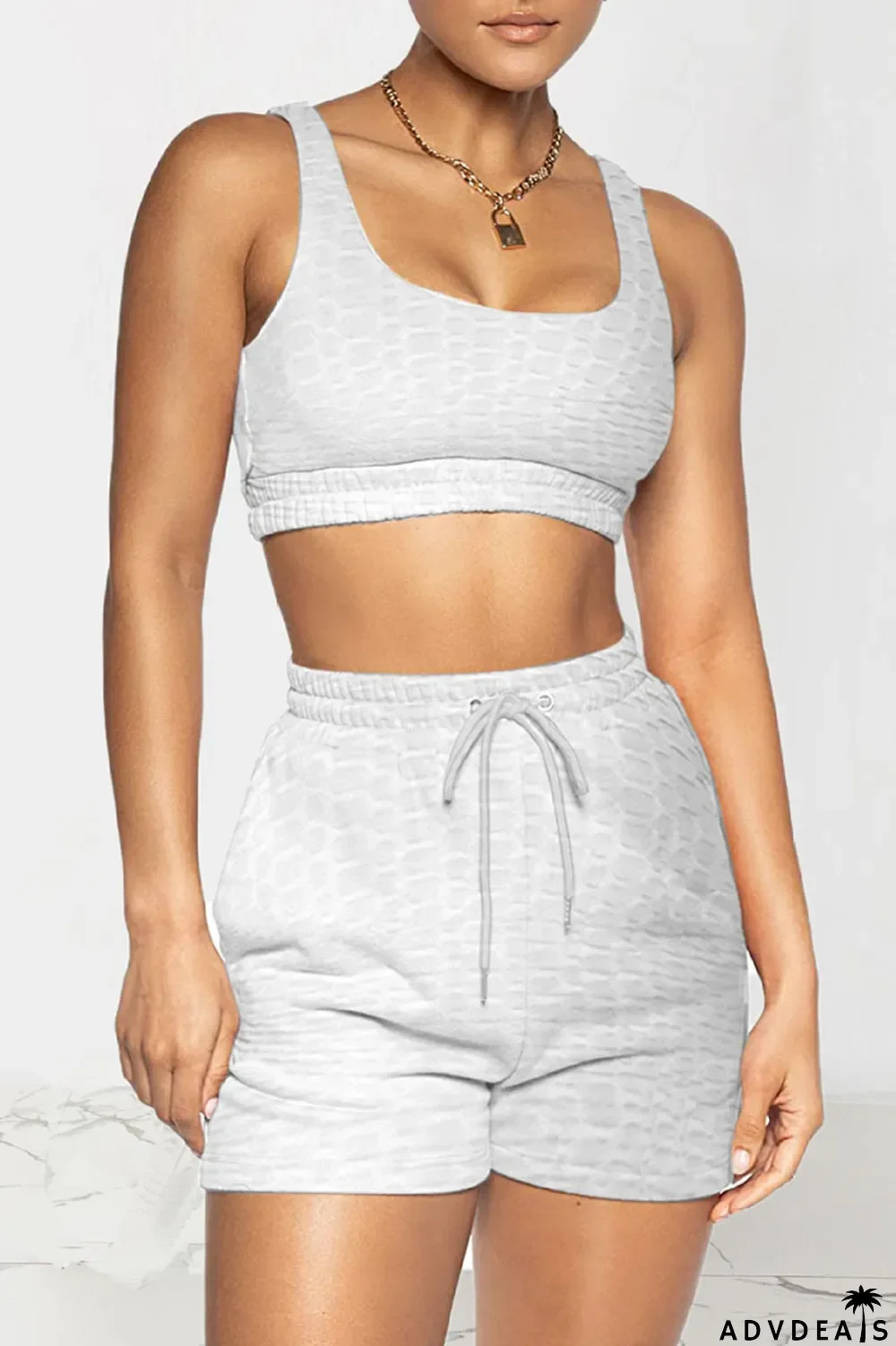 Royal Blue Celebrities Solid Split Joint U Neck Sleeveless Two Pieces