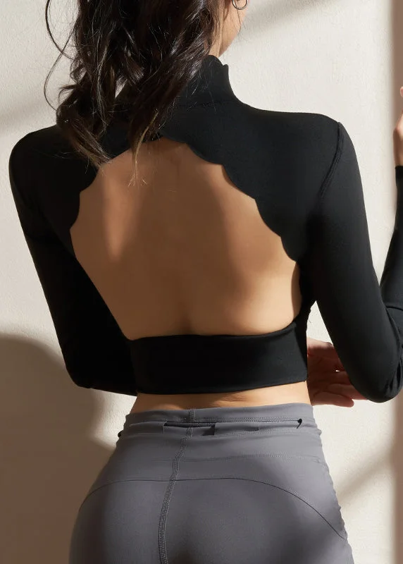 New Black High Neck Loose Fitting Workout Tops Spring