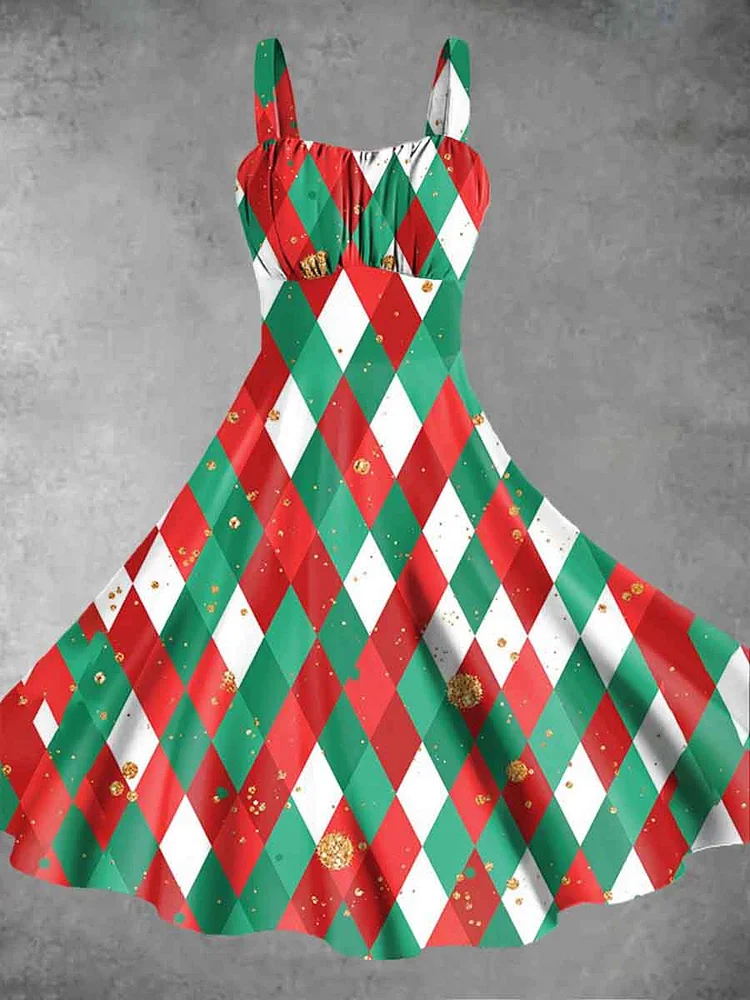 Women's Christmas Print Sling Dress