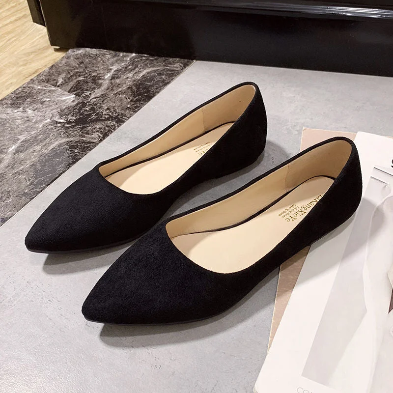  2022 Women Platform Designer Shallow Causal Shoe Luxury Loafers Flock Suede PU Leather Ballet Dance Chaussure