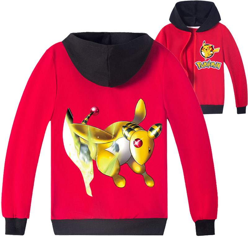 Mayoulove Pokémon Zipper Jacket - Cute Pikachu Design for Kids - Soft and Comfortable Material - Suitable for Boys and Girls Aged 4-12 - Perfect for Casual Wear and Outdoors-Mayoulove