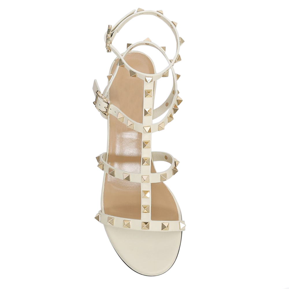 60mm Women's Rivets Block Heels Party Daily Summer White Sandals-vocosishoes