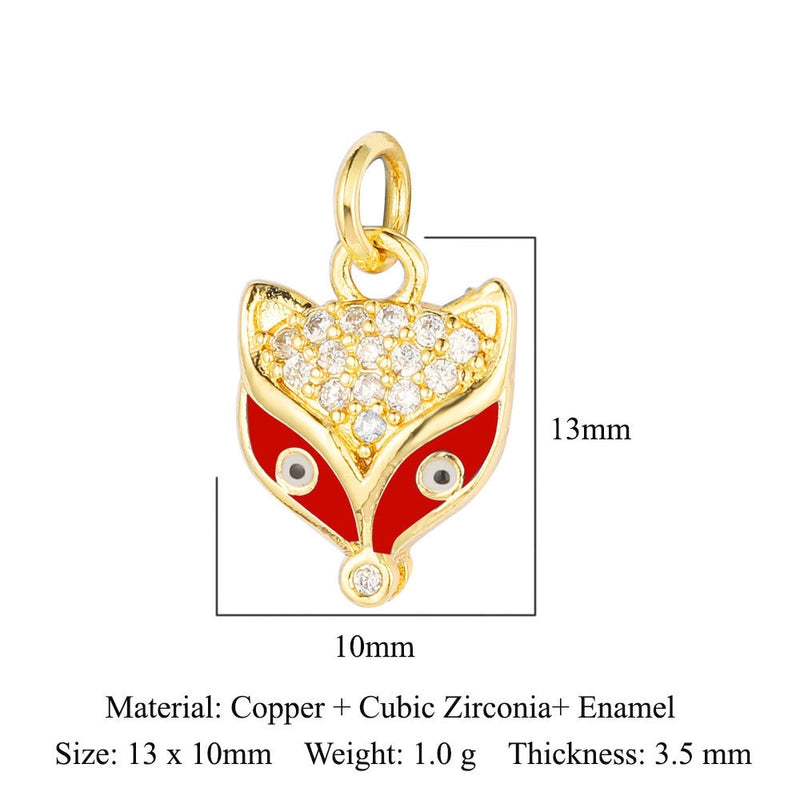 1 Piece Copper Zircon 18K Gold Plated Fox Mermaid