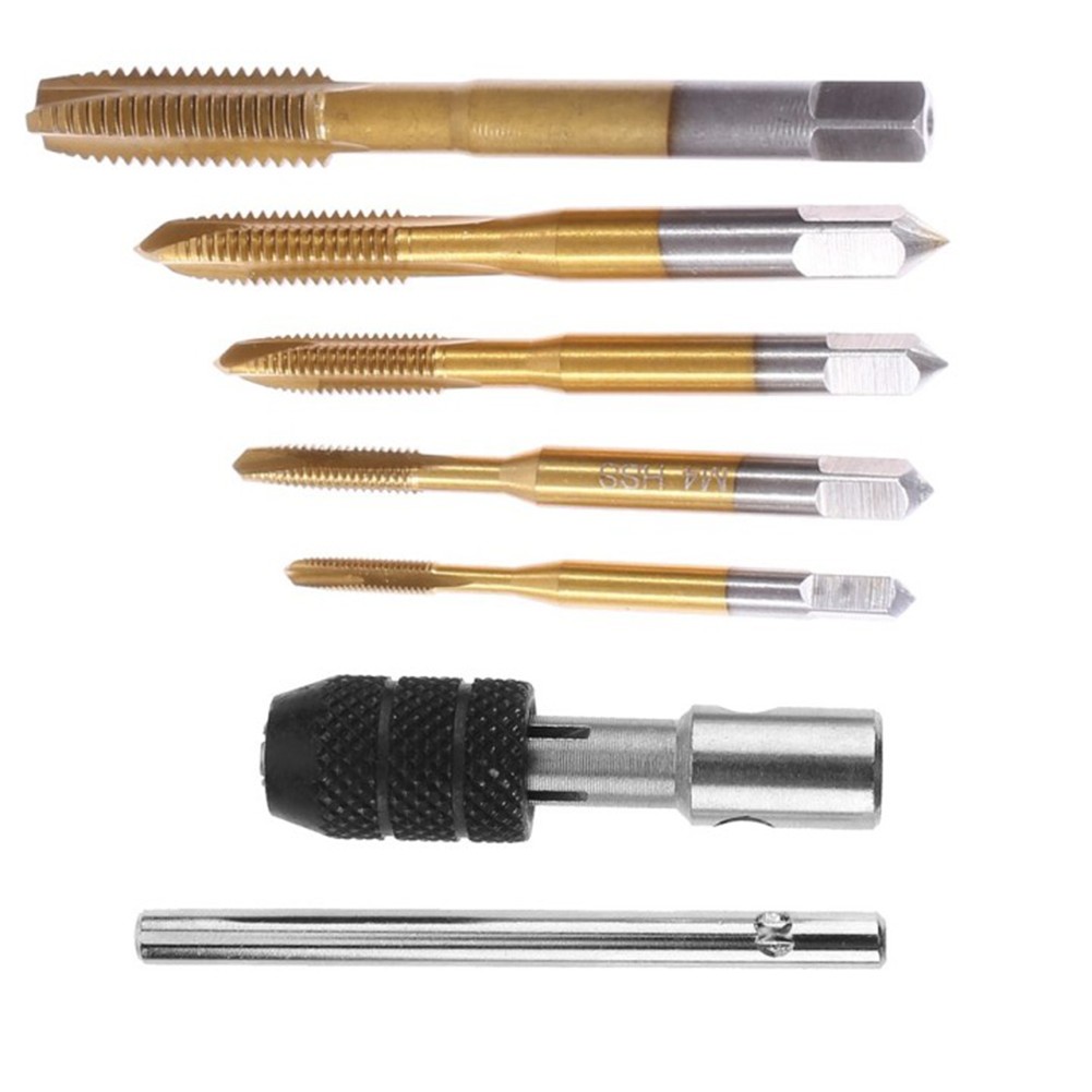 

6pcs Titanium Coating Tapping Threading Drill Wrench M3-M8 Tap Drill Holder, 501 Original