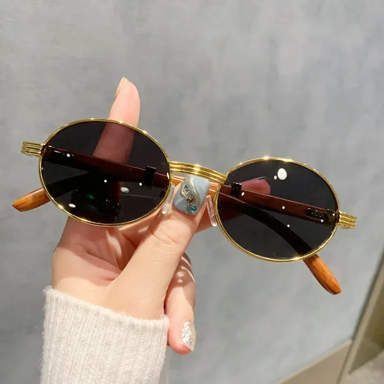 Unisex Wooden Legs Sunglasses Vintage Oval Frame Sunglasses for Women Men Trending Outdoor Sun Shades Eye Protection Eyeglasses