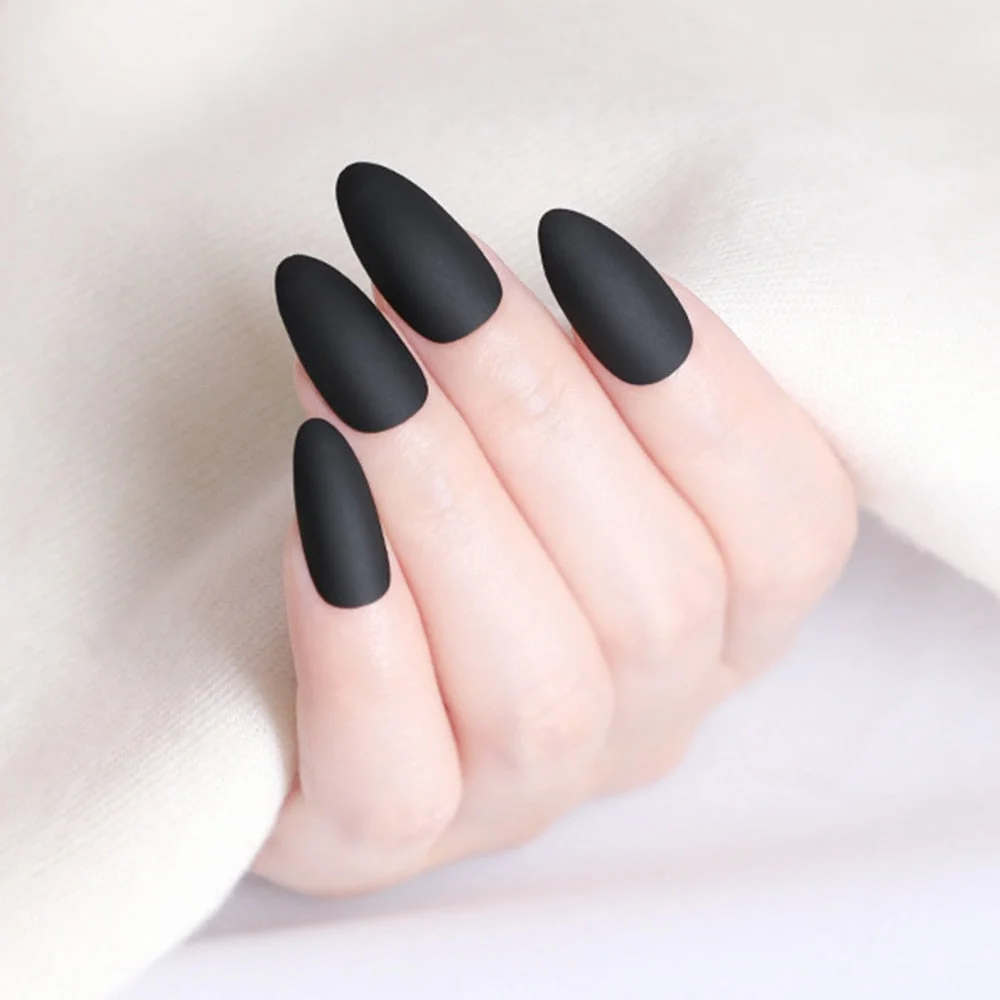 24Pcs Matte Dark Brown Artificial Fake Nails Long Stiletto False Nails For Design DIY Fingernails Art Tip Manicure Tool-Nail Inspo