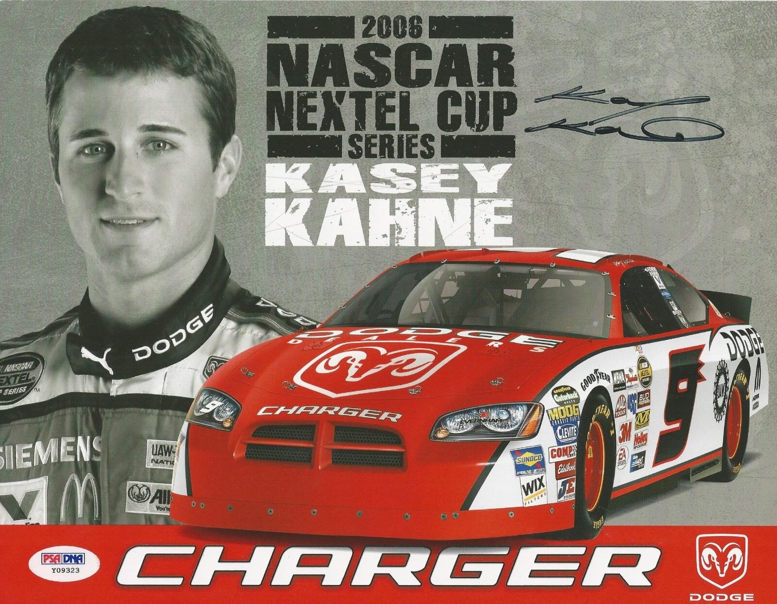 Kasey Kahne Signed Nascar 2006 Dodge Charger Hero Photo Poster paintingcard - PSA