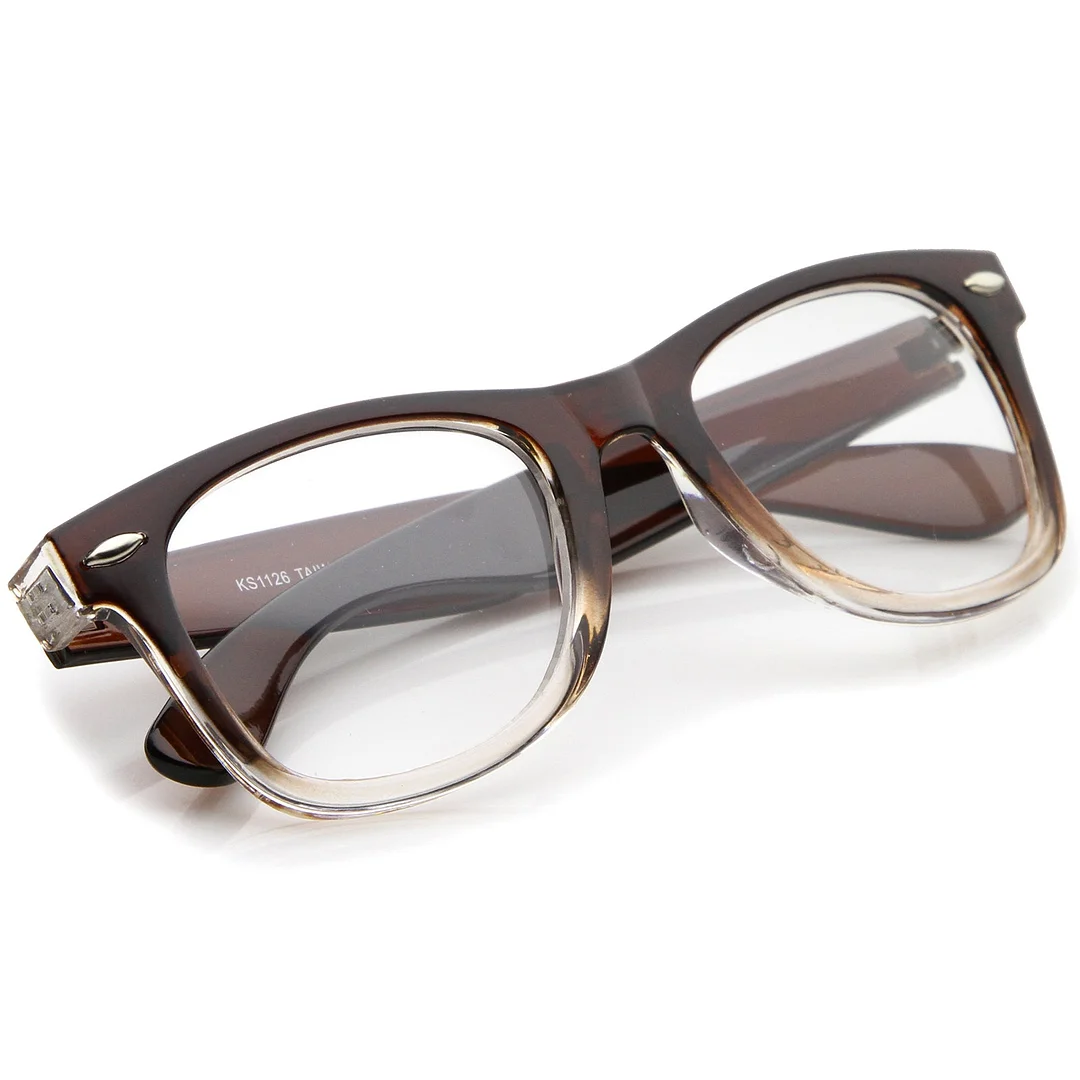 Classic Thick Square Clear Lens Horn Rimmed Eyeglasses 50mm