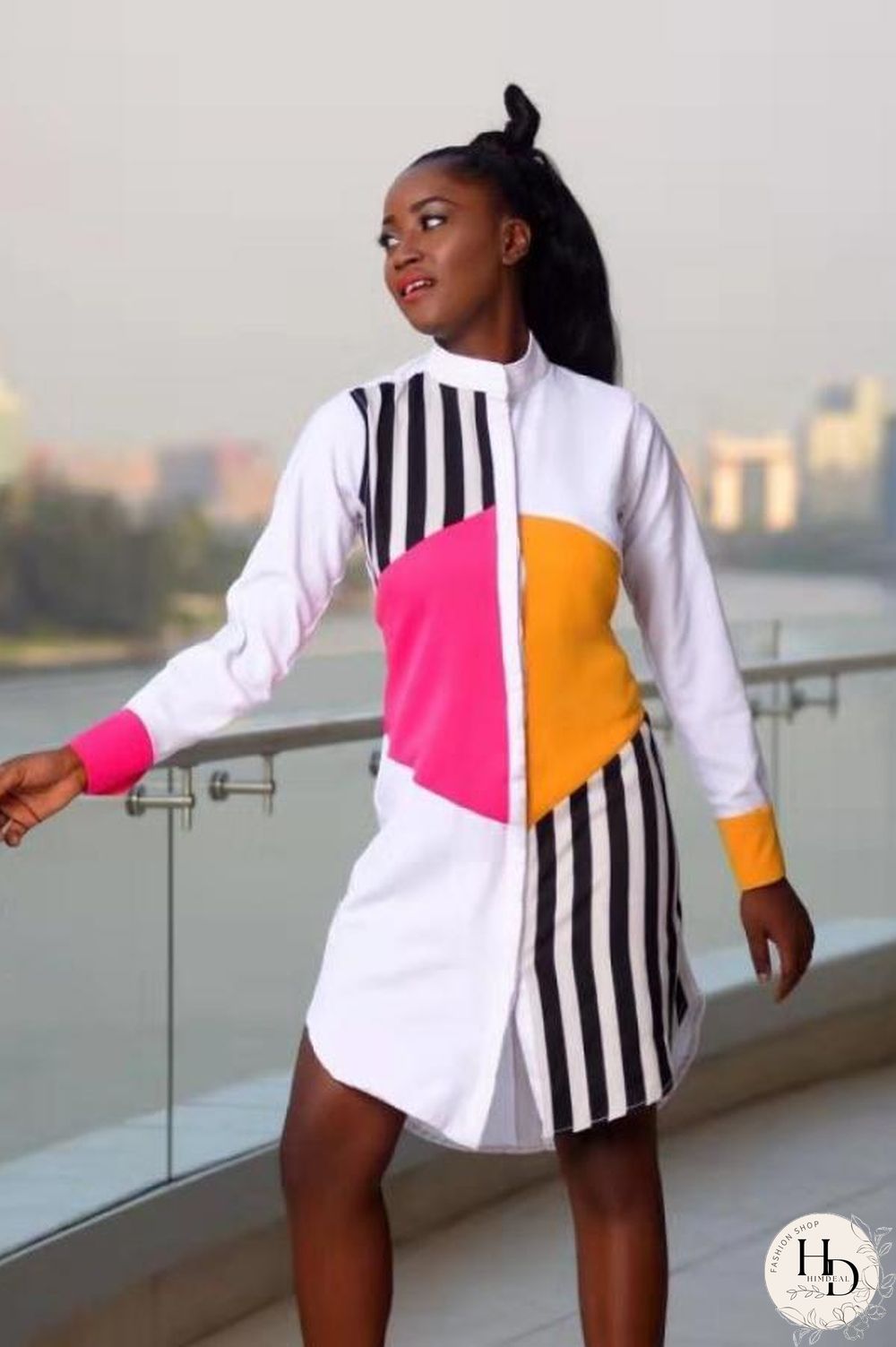 White Polyester Casual Sexy Fashion Cap Sleeve Long Sleeves Turndown Collar A-Line Knee-Length Patchwork P