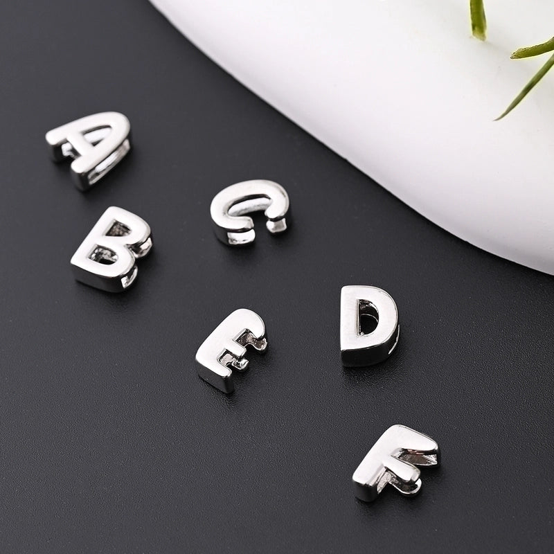 1 Pc/Package 9.5x6mm 9.5×7.5mm 9.5x8mm 7x2mm Copper White Gold Plated Letter Bubble Polished Beads