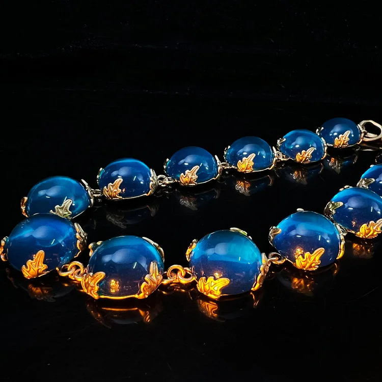 Olivenorma Vintage Blue Glass Stone Baroque Style Jewelry Set