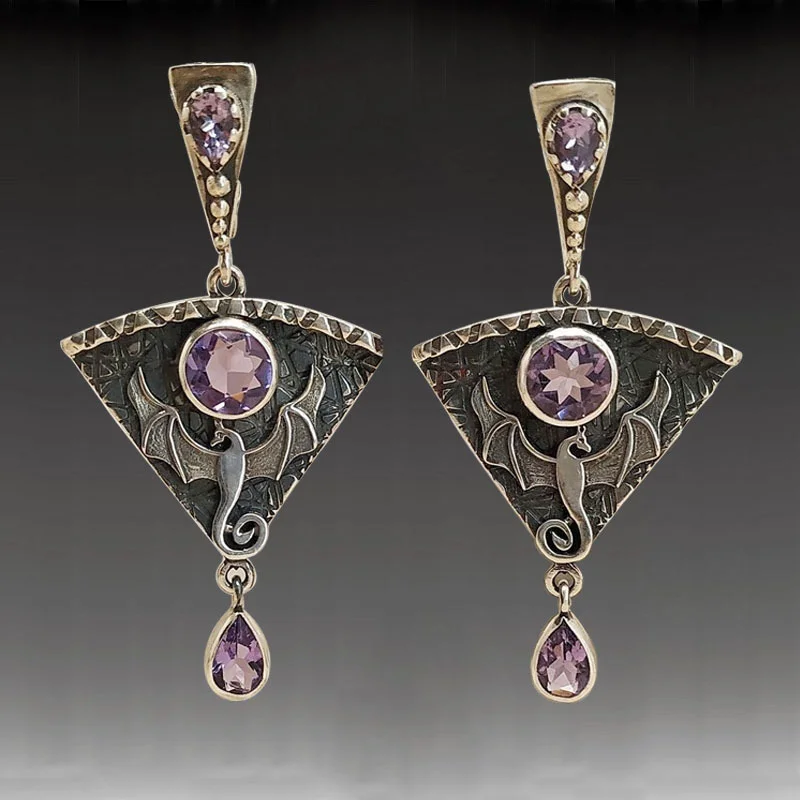 Red Stone Embellished Drop Earrings