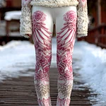 Women's Vintage Viking Wings Rose Print Leggings - Image 2