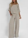 Women Casual Linen Elbow Sleeve Two Set Suits