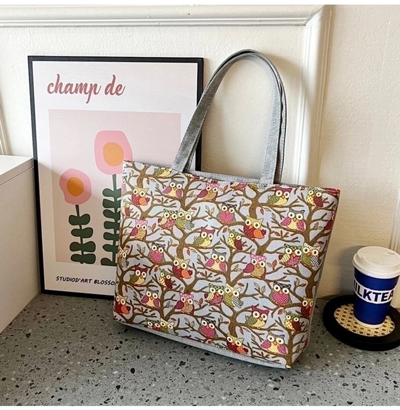 Unisex Cute Flower Canvas Shopping Bags