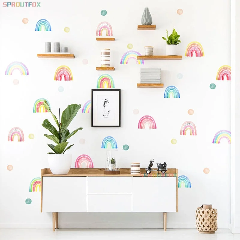 Colorful Rainbow Wall Stickers For Children's Room Photo Wallpaper Decor On Wall In Bedroom Nursery Stickers