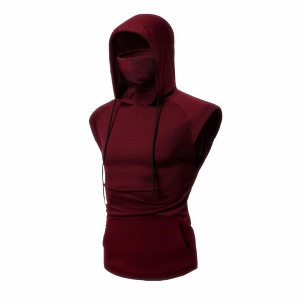 New Fashion Men's Casual Solid Color Sleeveless Fitness Ninja Hoodie Vest - Shop Trendy Women's Fashion | TeeYours