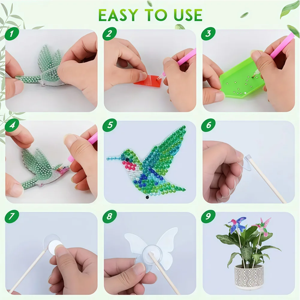 6Pcs DIY Stakes Diamond Painting Kits Diamond Art Kits (Summer Animals)