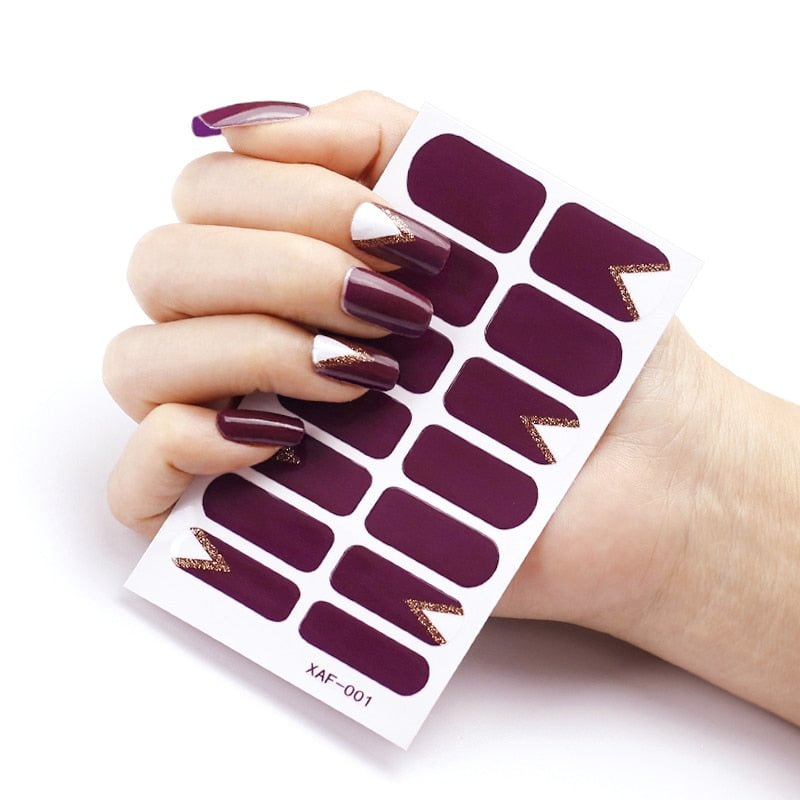 14 Tips Full Cover Nail Stickers Factory Supplies Decals for Manicure Women Self Adhesive Stickers for Nails Art Decoration