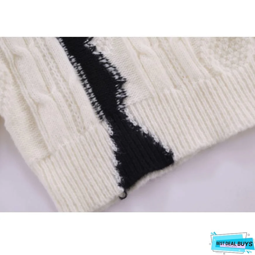 Color Block Turtleneck Sweater