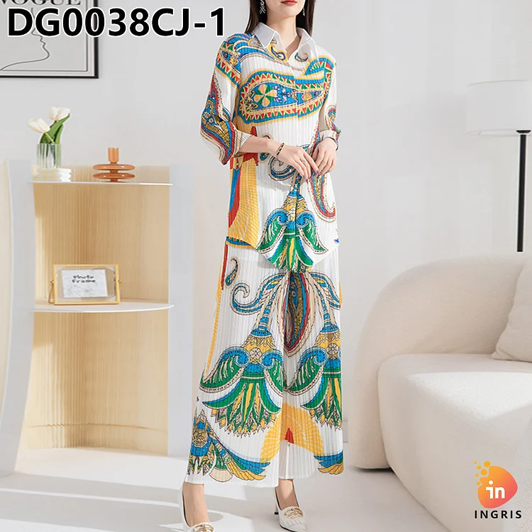 2024 New Women's Oversized Printed Dress African Print 2 Piece Set-DG00038CJ