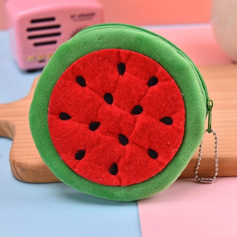 Unisex Fruit Plush Zipper Kids Wallets