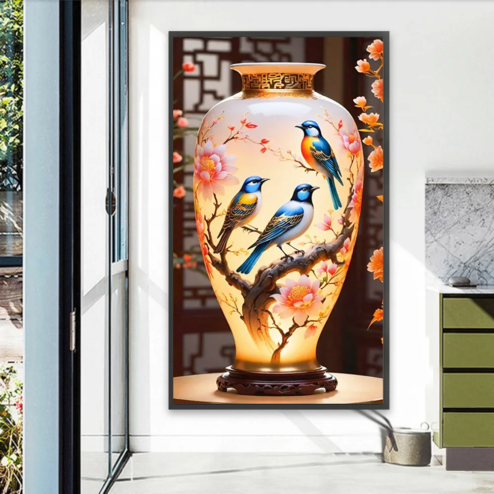 Diamond Painting - Full Square Drill - Bird Vase(Canvas|45*75cm)