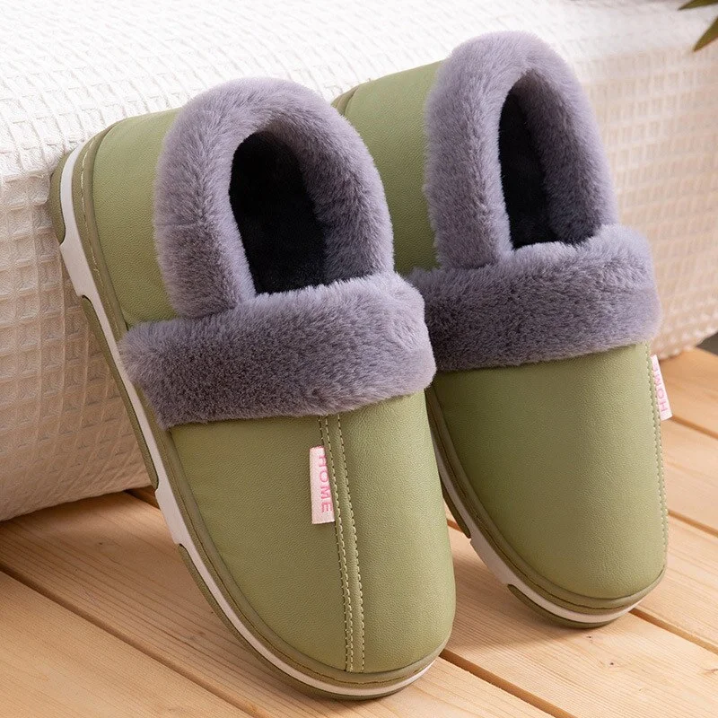 Qengg MCCKLE Women's Home Slippers Plush Warm House Shoes for Women 2021 Non-slip Soft Winter Indoors Bedroom Couples Floor Slipper