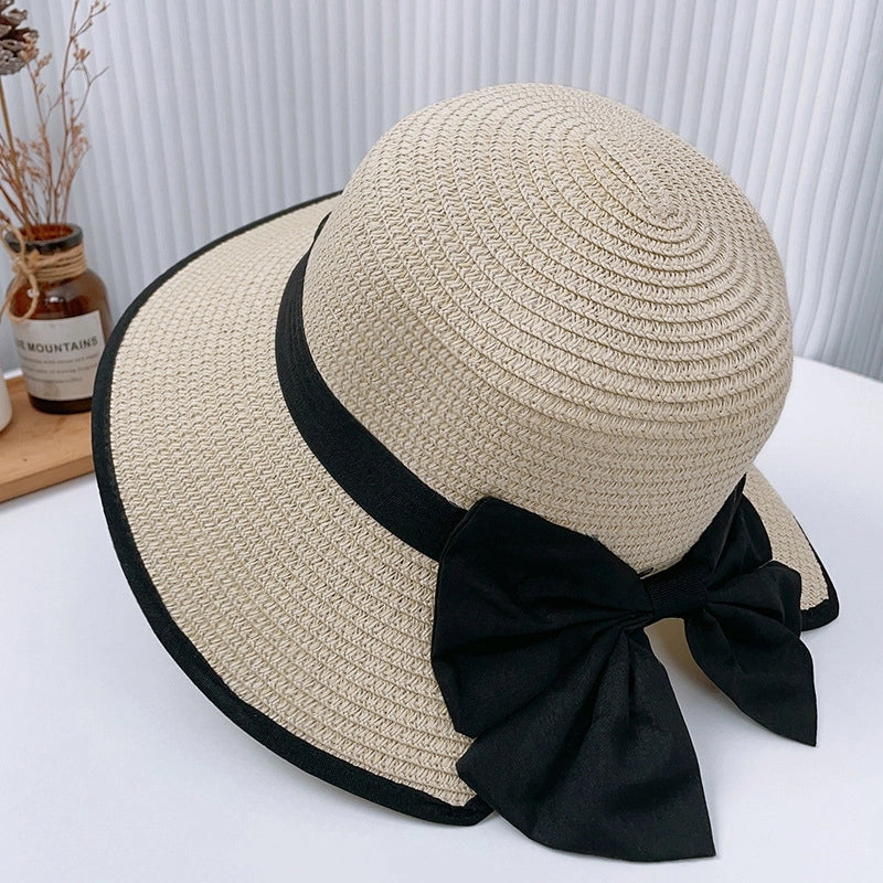 Women’s Vacation Color Block Flat Eaves Straw Hat