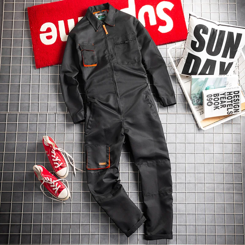 Retro Multi-Pocket Workwear Straight Loose Casual Jumpsuit