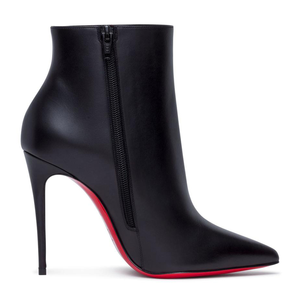 100mm Red Bottom Women's Closed Pointed Toe Stilettos Ankle Boots-MERUMOTE