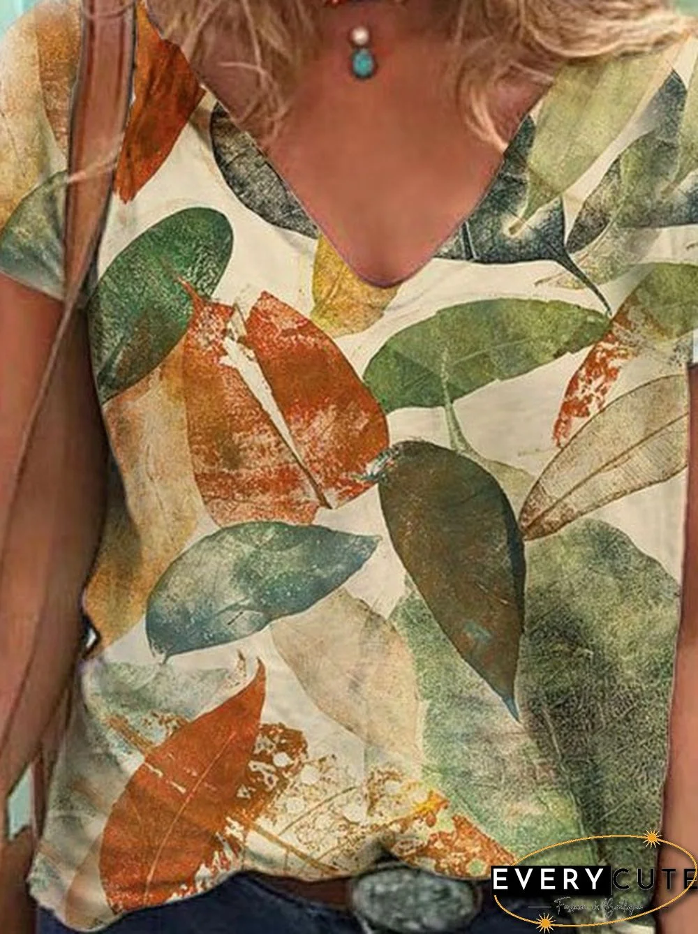 Short Sleeve Leaves T-shirt