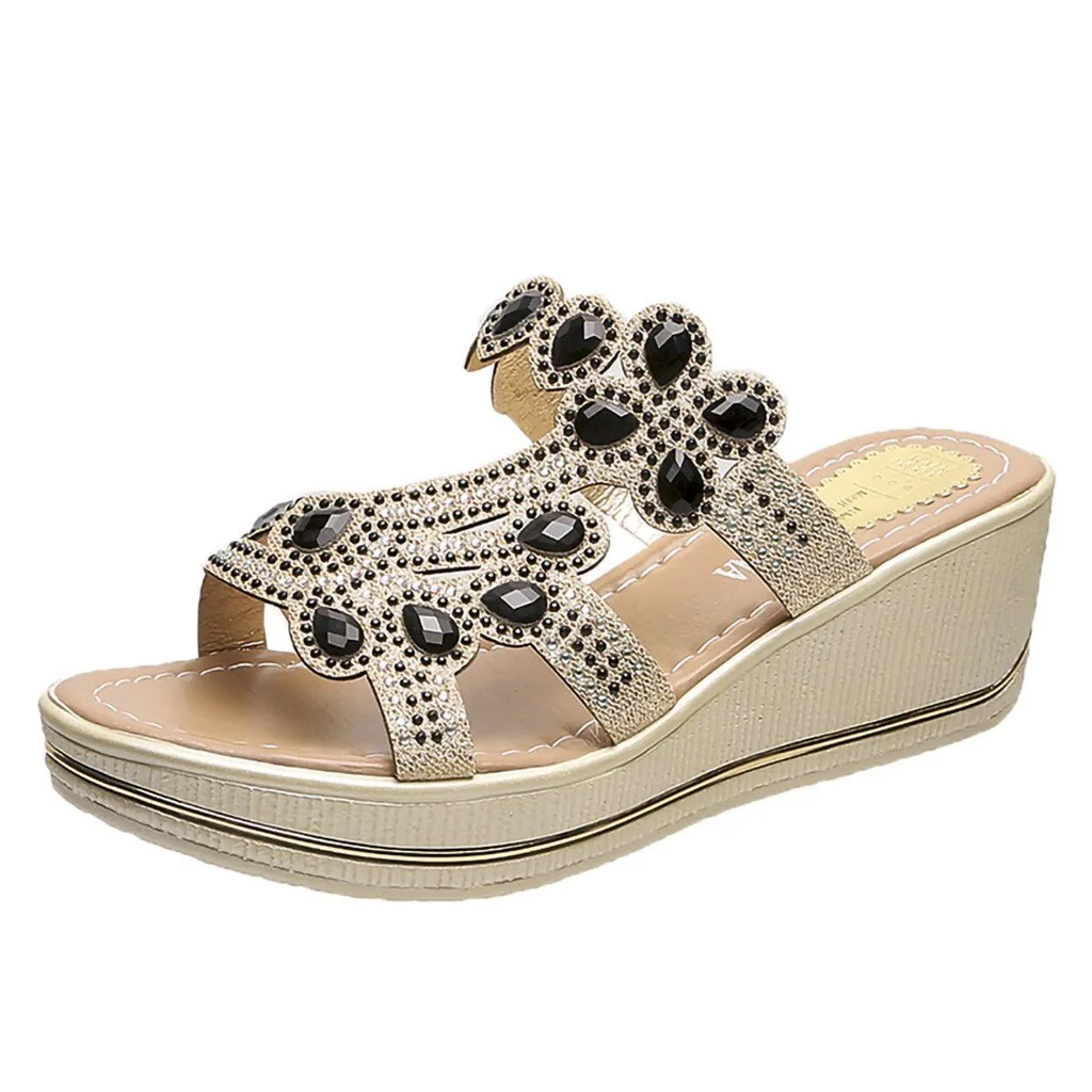 Bling Women Sandals Summer Fashion High Heel Sandals Crystal Casual Ladies Shoes High Heels Rhinestone slippers #0626