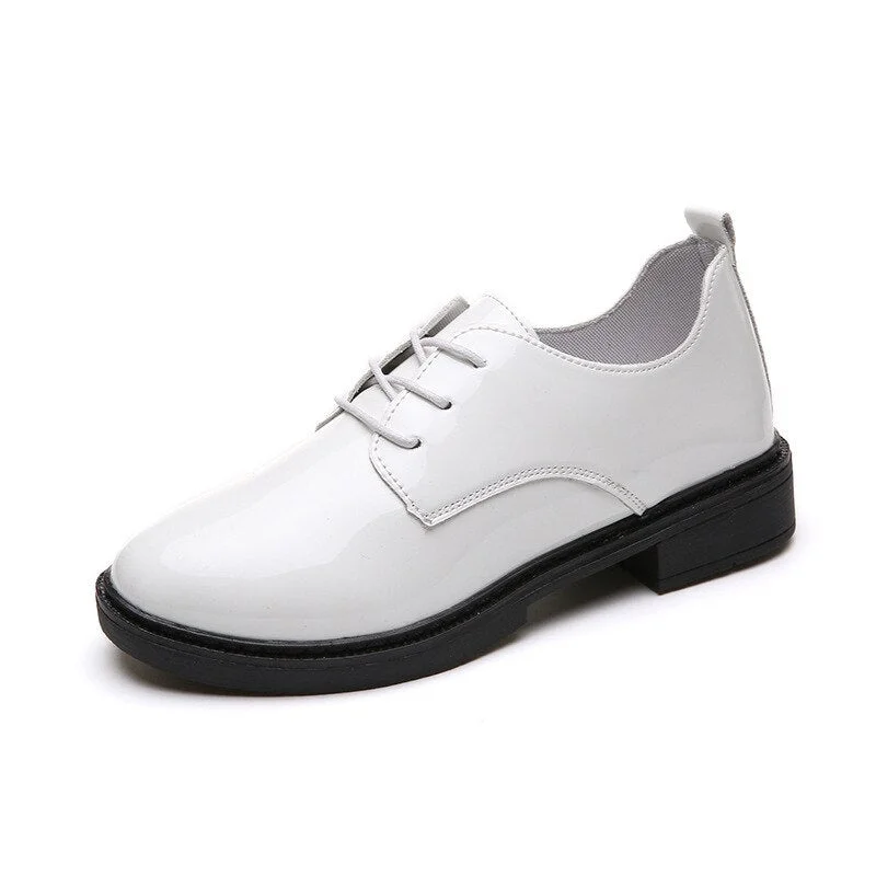 2019 Fashion Spring & Autumn Oxford Flats Woman Loafers Shoes Femme New Patent Leather Shoes Woman Casual Riband Women's Flats