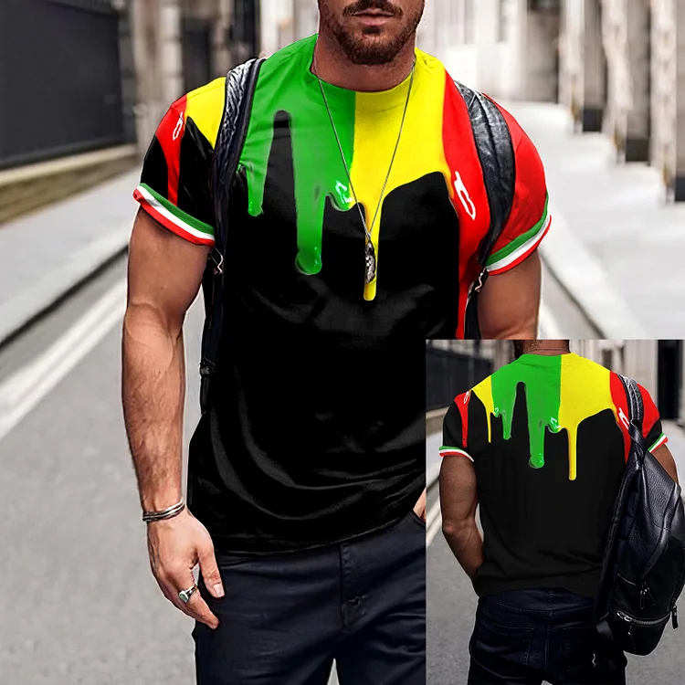 Utbros Reggae Colors Art Print Black T-Shirt