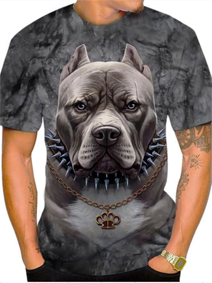 Dog Print Tops Summer Casual Short Sleeve 3D Digital T-shirt S M L XL 2XL 3XL 4XL 5XL-Mixcun