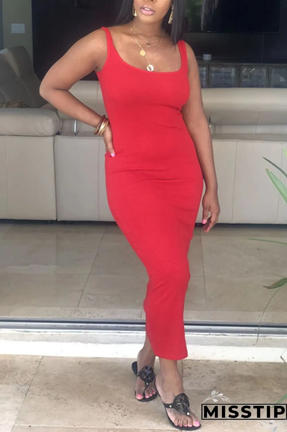 Pink Sexy Fashion Sling Slim Dress