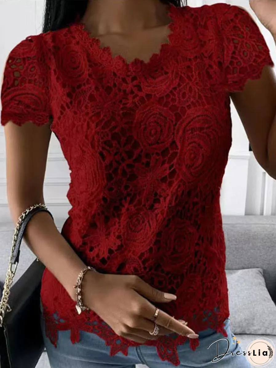 Crew Neck Lace T-Shirt