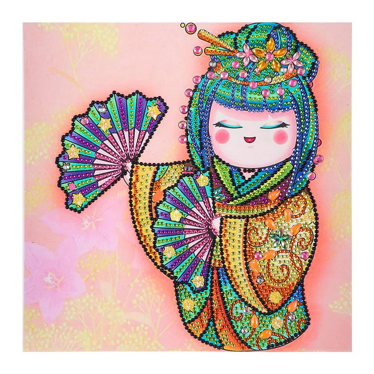 Japanese Doll 30*30CM(Canvas) Beautiful Special Shaped Drill Diamond Painting gbfke
